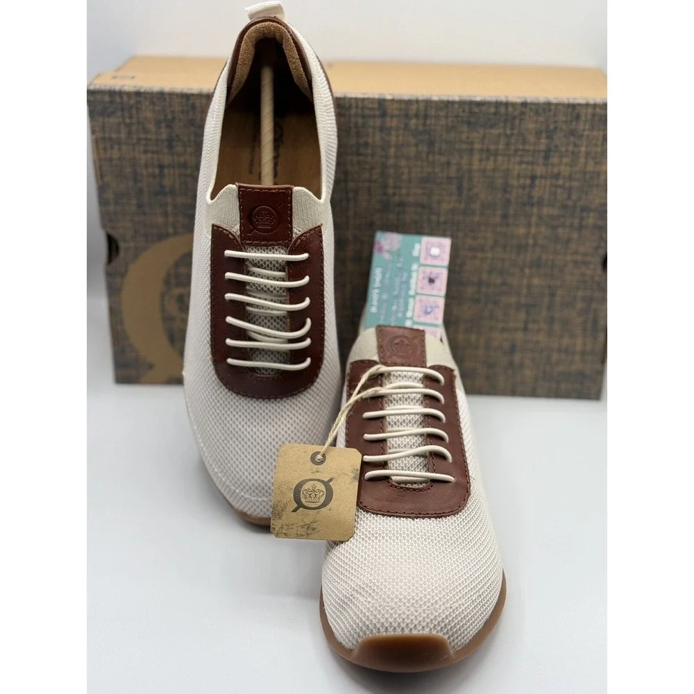 Born Crown Barrett Men's 10.5 White Knit Leather Sneakers - Casual Footwear